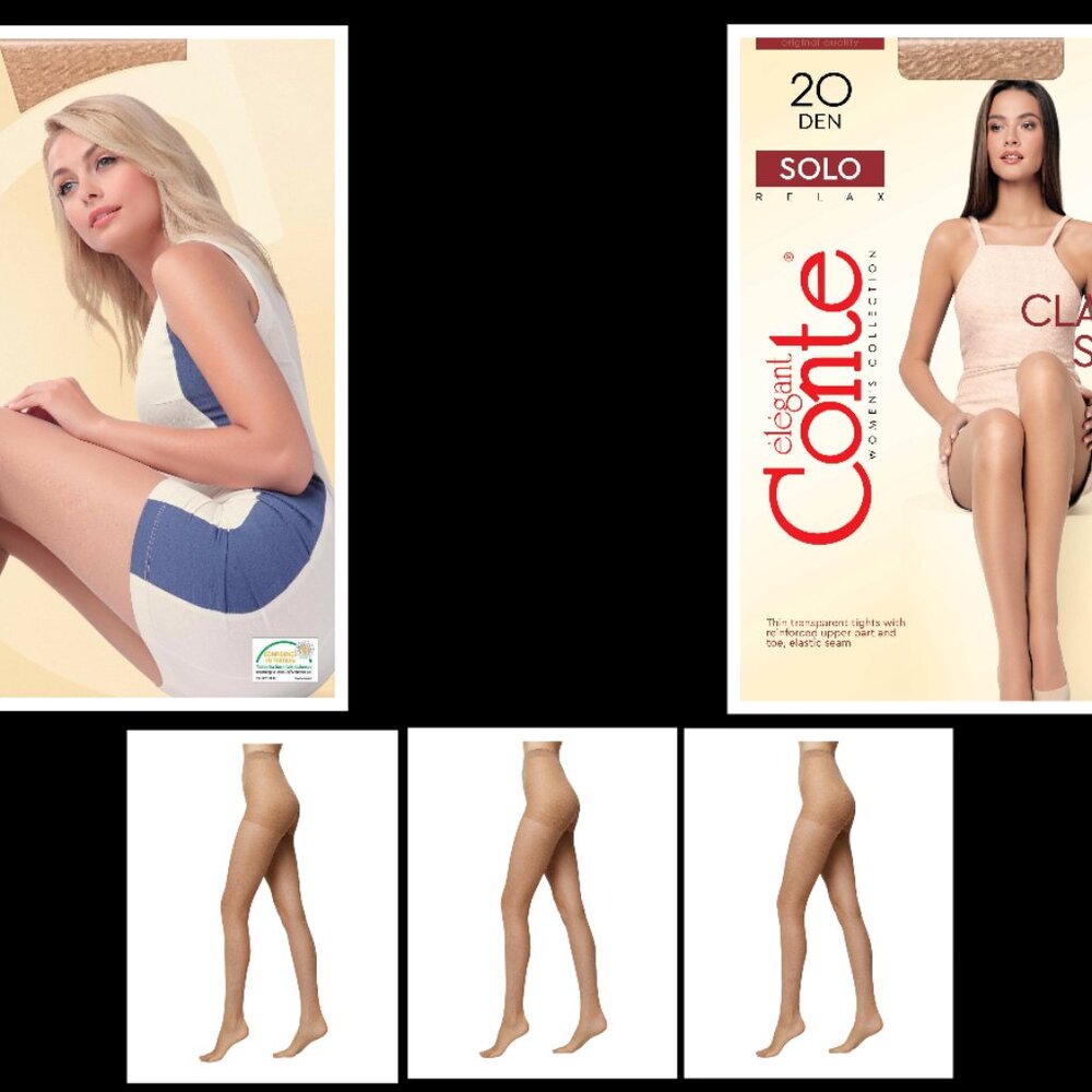 Lot of 3 pairs Beige color - Conte Solo 20 Den - Classic Women's Pantyhose